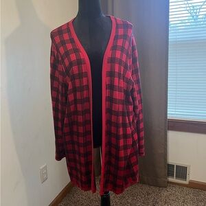 Croft & Barrow Red and Black Plaid Cardigan